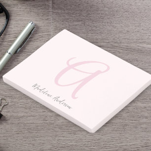 Monogram Blush Pink Modern Minimalist Feminine Post-it® Notes