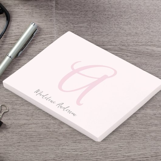 Monogram Blush Pink Modern Minimalist Feminine Post-it® Notes