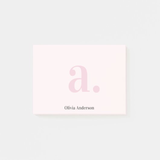 Monogram Blush Pink Modern Minimalist Feminine Post-it® Notes (Voorkant)