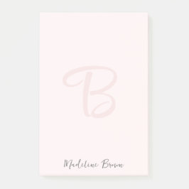 Monogram Blush Pink Modern Minimalist Feminine Post-it® Notes