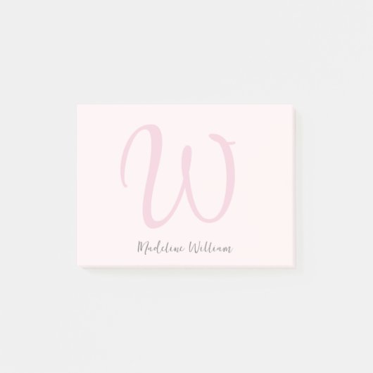 Monogram Blush Pink Modern Minimalist Feminine Post-it® Notes (Voorkant)