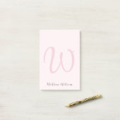 Monogram Blush Pink Modern Minimalist Feminine Post-it® Notes (Op bureau)