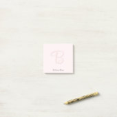 Monogram Blush Pink Modern Minimalist Feminine Post-it® Notes (Op bureau)