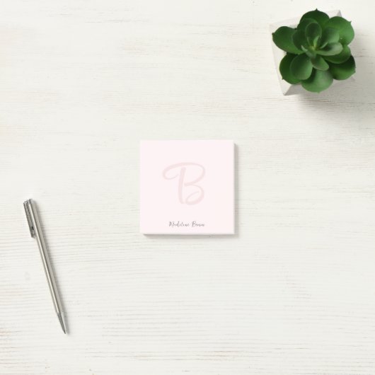 Monogram Blush Pink Modern Minimalist Feminine Post-it® Notes (Kantoor)
