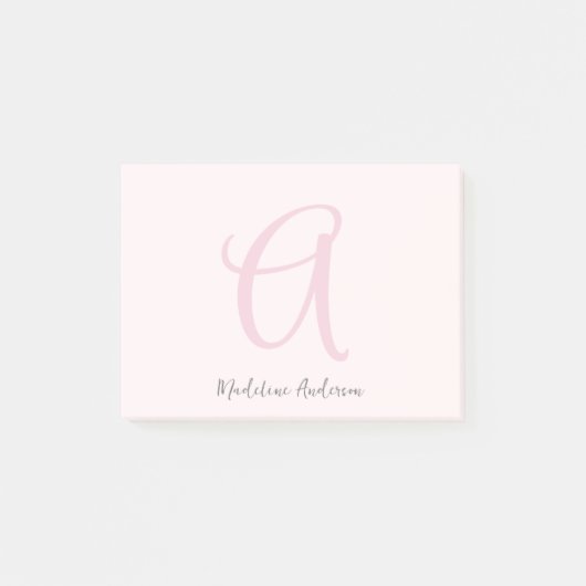Monogram Blush Pink Modern Minimalist Feminine Post-it® Notes (Voorkant)