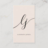 Monogram Blush Pink Modern Minimalist Feminine Visitekaartje (Voorkant)