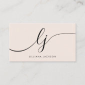 Monogram Blush Pink Modern Minimalist Feminine Visitekaartje (Voorkant)