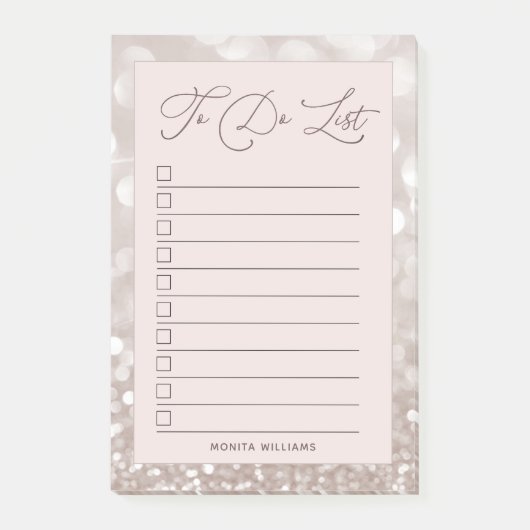 Monogram Blush Pink Modern om de Sparkle van de Li Post-it® Notes (Voorkant)