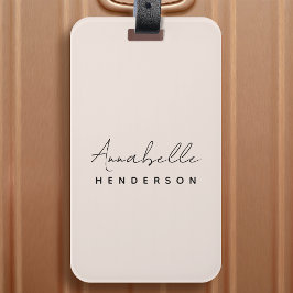 Monogram Blush Pink | Moderne, minimalistische vro Bagagelabel
