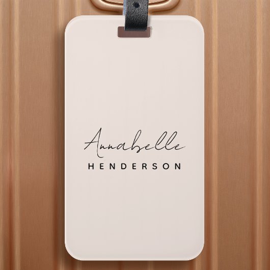 Monogram Blush Pink | Moderne, minimalistische vro Bagagelabel