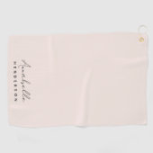 Monogram Blush Pink | Moderne, minimalistische vro Golfhanddoek (Horizontaal)
