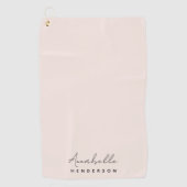 Monogram Blush Pink | Moderne, minimalistische vro Golfhanddoek (Voorkant)