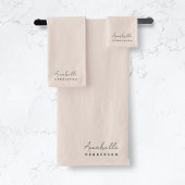Monogram Blush Pink | Moderne, minimalistische vro Handdoek