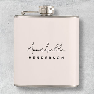 Monogram Blush Pink   Moderne, minimalistische vro Heupfles