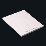 Monogram Blush Pink | Moderne, minimalistische vro Notitieblok<br><div class="desc">Een eenvoudig stijlvol ontwerp op maat met een moderne minimalistische handgeschreven scripttypografie in het zwart op een elegante blush roze achtergrond. De monogramnaam kan gemakkelijk worden gepersonaliseerd. De perfect persoonlijke terug naar school cadeau voor leraar of accessoire voor elke gelegenheid!</div>
