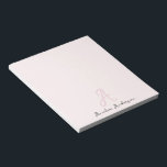 Monogram Blush Pink | Moderne, minimalistische vro Notitieblok<br><div class="desc">Een eenvoudig stijlvol ontwerp op maat met een moderne minimalistische handgeschreven scripttypografie in het zwart op een elegante blush roze achtergrond. De monogramnaam kan gemakkelijk worden gepersonaliseerd. De perfect persoonlijke terug naar school cadeau voor leraar of accessoire voor elke gelegenheid!</div>