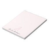 Monogram Blush Pink | Moderne, minimalistische vro Notitieblok (Linkerzijde)