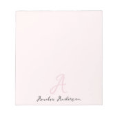 Monogram Blush Pink | Moderne, minimalistische vro Notitieblok (Voorkant)