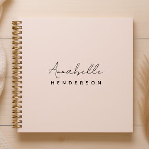 Monogram Blush Pink   Moderne, minimalistische vro Notitieboek