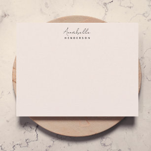 Monogram Blush Pink Moderne, minimalistische vro Notitiekaartje