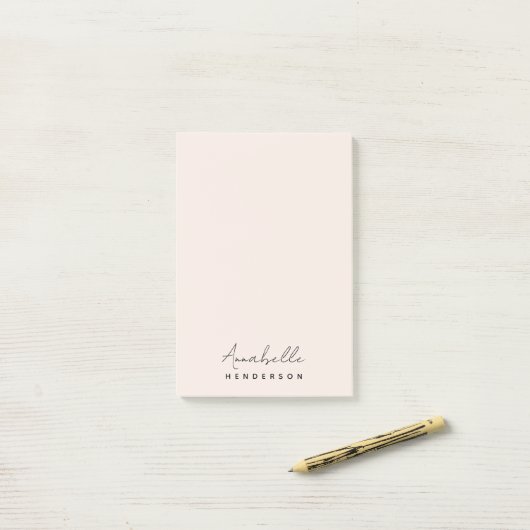 Monogram Blush Pink | Moderne, minimalistische vro Post-it® Notes (Op bureau)