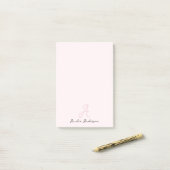 Monogram Blush Pink | Moderne, minimalistische vro Post-it® Notes (Op bureau)