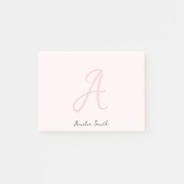Monogram Blush Pink | Moderne, minimalistische vro Post-it® Notes