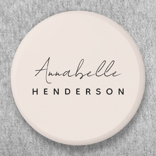 Monogram Blush Pink | Moderne, minimalistische vro Ronde Button 5,7 Cm