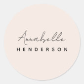Monogram Blush Pink | Moderne, minimalistische vro Ronde Sticker (Voorkant)