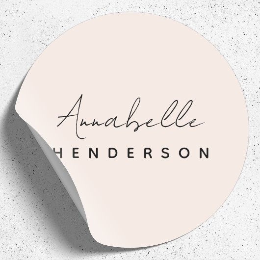 Monogram Blush Pink | Moderne, minimalistische vro Ronde Sticker