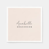 Monogram Blush Pink | Moderne, minimalistische vro Servet (Voorkant)