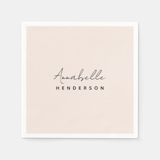 Monogram Blush Pink | Moderne, minimalistische vro Servet (Voorkant)