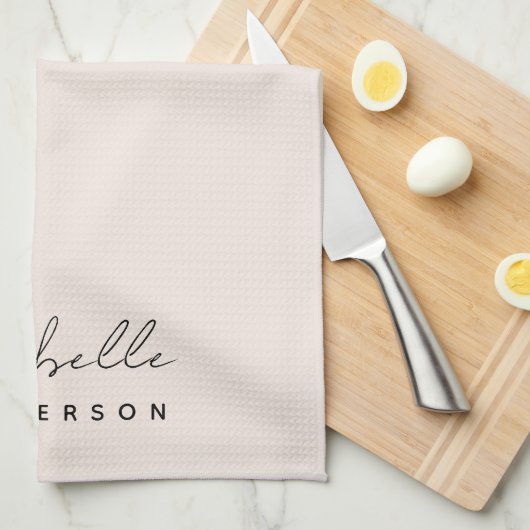 Monogram Blush Pink | Moderne, minimalistische vro Theedoek (Quarter Fold)