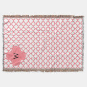 Monogram Blush Pink Quatrefoil Patroon Deken (Voorkant)