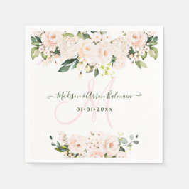Monogram Blush Pink Roses Eucalyptus Elk Evenement Servet