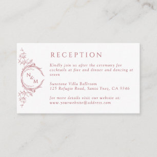 Monogram Blush Pink Waterverf Weddenschappen Recep Informatiekaartje