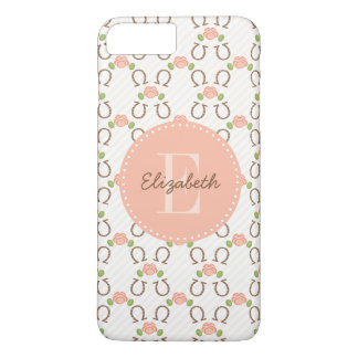 Monogram Blush Roos en Hoefijzer iPhone 8/7 Plus Hoesje