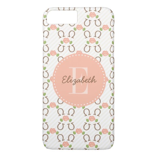 Monogram Blush Roos en Hoefijzer Case-Mate iPhone Case (Achterkant)