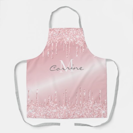 Monogram Blush Roos Roze Dripping Glitter Metallic Schort (Voorkant)