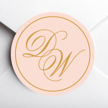 Monogram Blush Roze 2 Initialen Gouden Kalligrafie