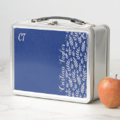 monogram Blush roze Bladpatroon op Blauw (In situ)