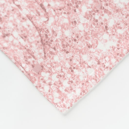 Monogram Blush Roze drift Glitter Metallic naam Fleece Deken (Hoek)