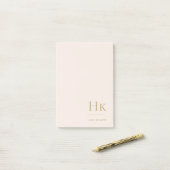 Monogram Blush Roze Eenvoudig Modern Vrouwelijk Mi Post-it® Notes (Op bureau)