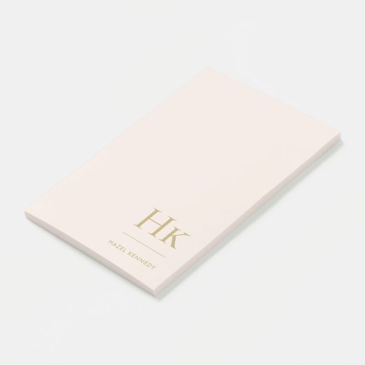 Monogram Blush Roze Eenvoudig Modern Vrouwelijk Mi Post-it® Notes (Schuin)