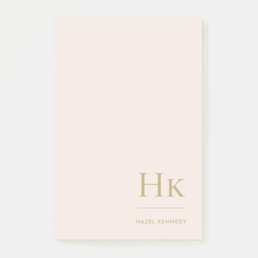 Monogram Blush Roze Eenvoudig Modern Vrouwelijk Mi Post-it® Notes (Voorkant)