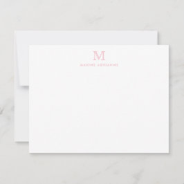 Monogram Blush Roze Eenvoudige Klassieker Elegant  Notitiekaartje