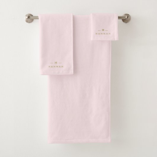 Monogram Blush Roze | Elegant goud minimalistisch Bad Handdoek (Insitu)