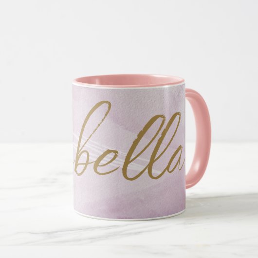 Monogram Blush Roze | Elegant Roze Goud Minimalist Mok (Voorkant rechts)