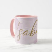 Monogram Blush Roze | Elegant Roze Goud Minimalist Mok (Voorkant links)