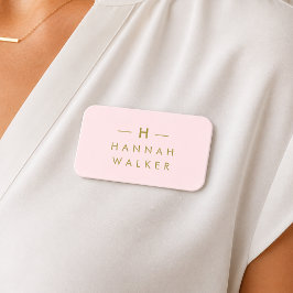Monogram Blush Roze | Elegante Goud Minimalistisch Naamplaatje